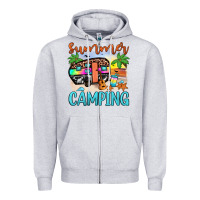Heather Grey summer camping Zipper Hoodie - JahusDesignShop