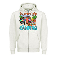 Oatmeal Heather summer camping Zipper Hoodie - JahusDesignShop
