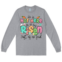 Heather Grey easter he is not here for he has risen just as he Long Sleeve Tee - LillyAllenDesigns