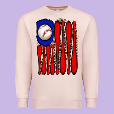 Leopard Baseball Flag Premium Sweatshirt Designed By Jahusdesignshop