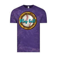 Cloud Purple baseball with sunflower round earrings Vintage Tee - BundleAndBundleShop