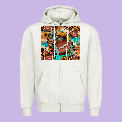 Football Cactus Sunflower Zipper Hoodie Designed By Jahusdesignshop