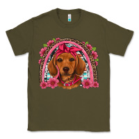 Army Green dachshund puppy floral rainbow Classic Tee - Artiststas