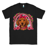 Black dachshund puppy floral rainbow Classic Tee - Artiststas