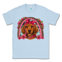 Dusty Blue dachshund puppy floral rainbow Classic Tee - Artiststas
