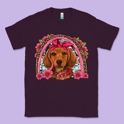 Dachshund Puppy Floral Rainbow Classic Tee Designed By Artiststas