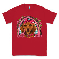 Red dachshund puppy floral rainbow Classic Tee - Artiststas
