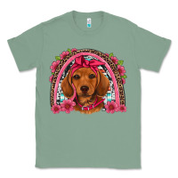 Sage dachshund puppy floral rainbow Classic Tee - Artiststas