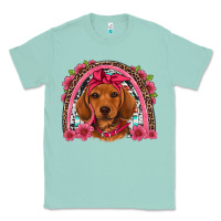 Seafoam dachshund puppy floral rainbow Classic Tee - Artiststas