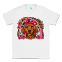 White dachshund puppy floral rainbow Classic Tee - Artiststas
