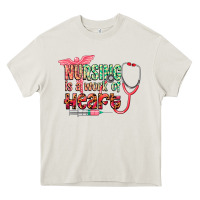 Cream Nursing is a work of heart Heavy Core Tee - CowGirlArtShop