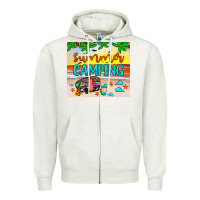 Oatmeal Heather summer camping Zipper Hoodie - JahusDesignShop