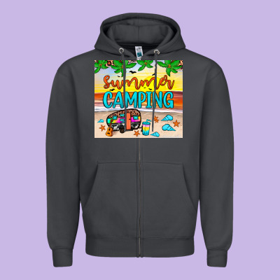 Summer Camping Zipper Hoodie Designed By Jahusdesignshop