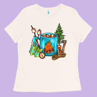 Camping Coffee Ladies Tee Designed By Fadigitalartstudio