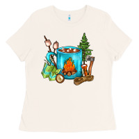 Bone Camping Coffee Ladies Tee - FaDigitalArtStudio