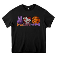 Black peace love basketball Heavy Core Tee - HowdyJamesFarm