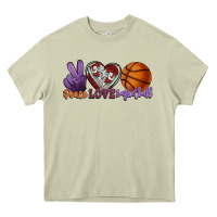 Mossy peace love basketball Heavy Core Tee - HowdyJamesFarm