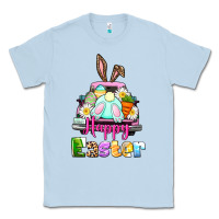 Dusty Blue Bunny Happy Easter truck Classic Tee - CowGirlArtShop