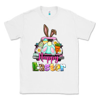 White Bunny Happy Easter truck Classic Tee - CowGirlArtShop