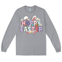 Heather Grey happy easter Long Sleeve Tee - LillyAllenDesigns