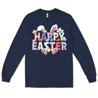 Navy happy easter Long Sleeve Tee - LillyAllenDesigns