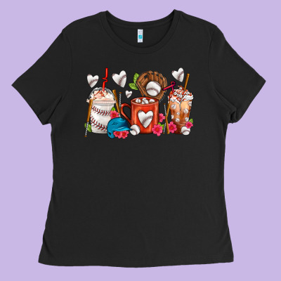 Baseball Coffee Cups Ladies Tee Designed By Fadigitalartstudio