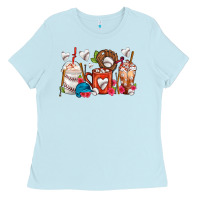 Baby Blue Baseball Coffee Cups Ladies Tee - FaDigitalArtStudio