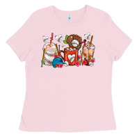 Bubblegum Pink Baseball Coffee Cups Ladies Tee - FaDigitalArtStudio