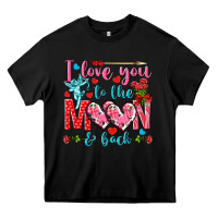 Black I love you to the moon and back Valentine's Day Heavy Core Tee - HowdyJamesFarm