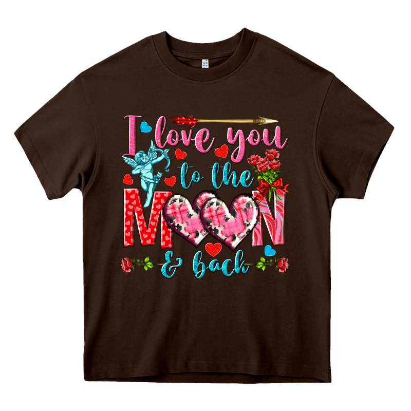 I Love You To The Moon And Back Valentine's Day Heavy Core Tee by HowdyJamesFarm | Teevron