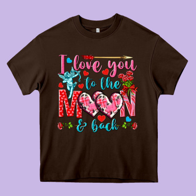 I Love You To The Moon And Back Valentine's Day Heavy Core Tee Designed By Howdyjamesfarm