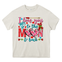 Cream I love you to the moon and back Valentine's Day Heavy Core Tee - HowdyJamesFarm