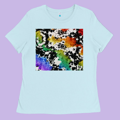 Rainbow Pride Cowhide Tumbler Ladies Tee Designed By Fadigitalartstudio