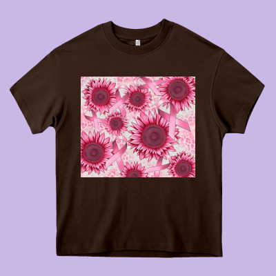 Breast Cancer Sunflower Heavy Core Tee Designed By Cowgirlartshop