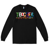 Black Teacher Cryons Kids Caffeine Long Sleeve Tee - CowhideDigitalArt