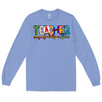 Colony Blue Teacher Cryons Kids Caffeine Long Sleeve Tee - CowhideDigitalArt