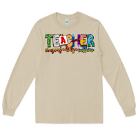 Mushroom Teacher Cryons Kids Caffeine Long Sleeve Tee - CowhideDigitalArt