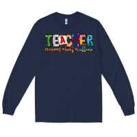 Navy Teacher Cryons Kids Caffeine Long Sleeve Tee - CowhideDigitalArt