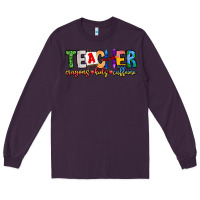 Plum Teacher Cryons Kids Caffeine Long Sleeve Tee - CowhideDigitalArt