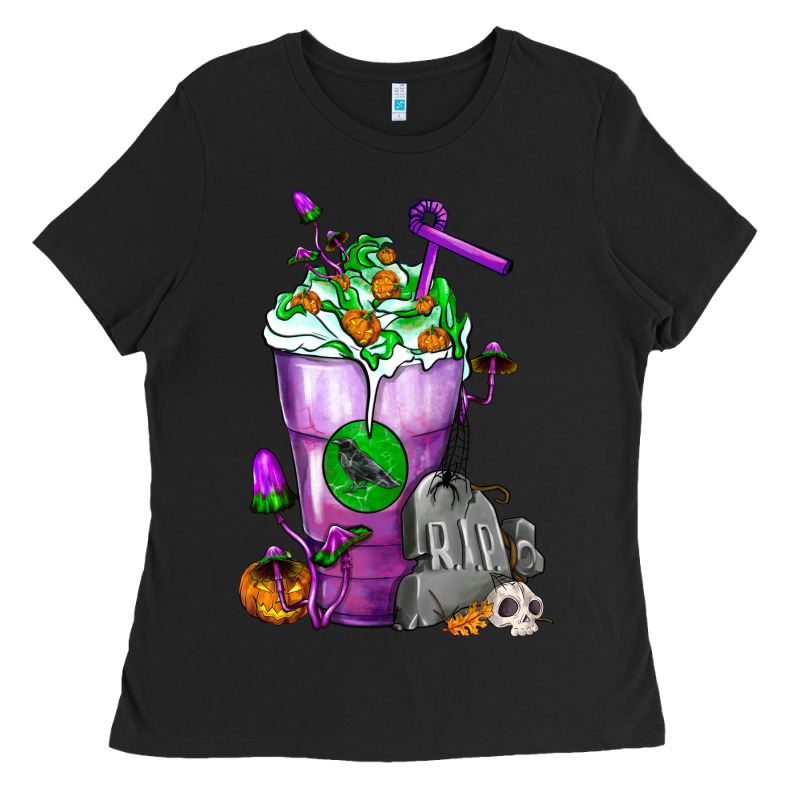 Halloween Cold Drink Frappe With Tombstone Ladies Tee by FaDigitalArtStudio | Teevron