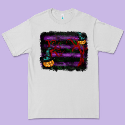 Halloween Witch Hat Backround Premium Tee Designed By Ranaportraitstore