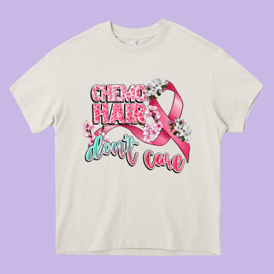 Chemo Hair Dont Care Heavy Core Tee Designed By Cowgirlartshop