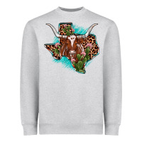 Heather Grey texas longhorn texas map Heavyweight Sweatshirt - JahusDesignShop