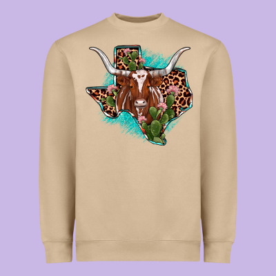 Texas Longhorn Texas Map Heavyweight Sweatshirt Designed By Jahusdesignshop