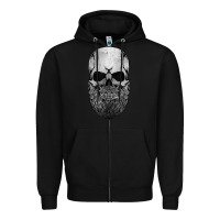 Black creepy bald and bearded skull for halloween & skeletons fans t shirt Zipper Hoodie - baoMotion