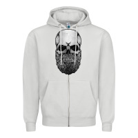 Dove Grey creepy bald and bearded skull for halloween & skeletons fans t shirt Zipper Hoodie - baoMotion