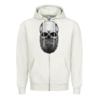 Oatmeal Heather creepy bald and bearded skull for halloween & skeletons fans t shirt Zipper Hoodie - baoMotion