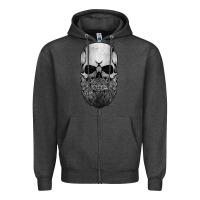 Charcoal Heather creepy bald and bearded skull for halloween & skeletons fans t shirt Zipper Hoodie - baoMotion