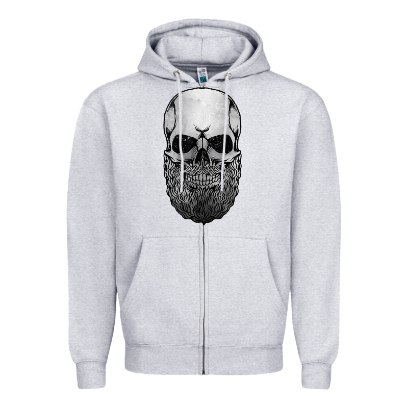 Creepy Bald And Bearded Skull For Halloween & Skeletons Fans T Shirt Zipper Hoodie by baoMotion | Teevron