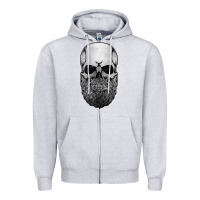 Heather Grey creepy bald and bearded skull for halloween & skeletons fans t shirt Zipper Hoodie - baoMotion